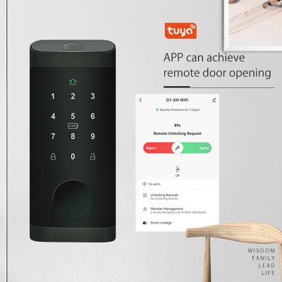 博克美版呆锁指纹锁密码磁卡涂鸦通通远程管理单舌智能锁欧美跨境