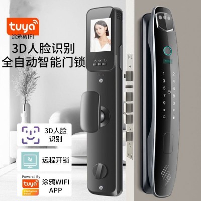 外贸3D人脸识别掌静脉全自动智能锁大屏猫眼可视指纹锁电子密码锁图3