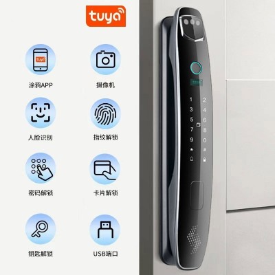 外贸3D人脸识别掌静脉全自动智能锁大屏猫眼可视指纹锁电子密码锁图5