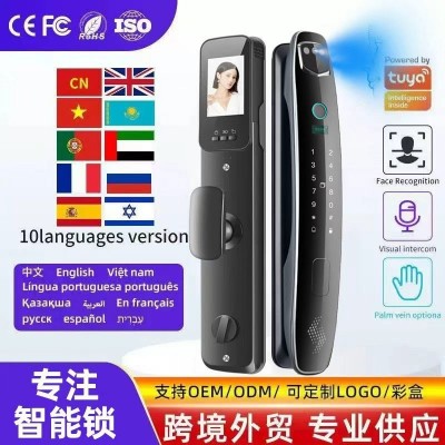 外贸3D人脸识别掌静脉全自动智能锁大屏猫眼可视指纹锁电子密码锁图2