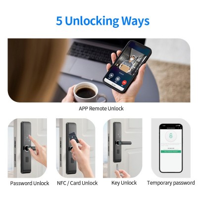 外贸一握开指纹锁家用防盗门密码电子锁门锁工程指纹锁厂家批发图4