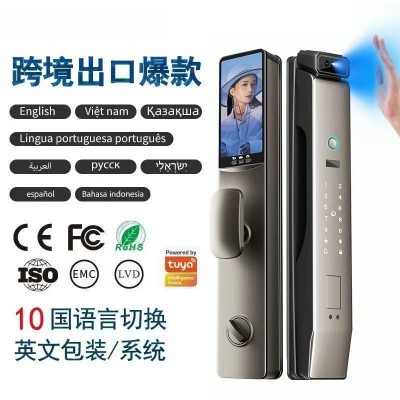 外贸3D人脸识别对讲监控指纹锁全自动密码锁电子智能锁抓拍亚马逊图2