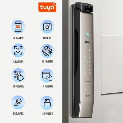 外贸3D人脸识别对讲监控指纹锁全自动密码锁电子智能锁抓拍亚马逊图4