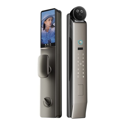 Ai人脸联动智能门锁3D人脸识别可视猫眼双屏小圆脸掌静脉监控对讲图5