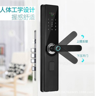 一握开半导体指纹锁家用防盗门带屏锁酒店公寓刷卡密码锁智能防盗图2