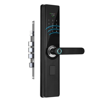 一握开半导体指纹锁家用防盗门带屏锁酒店公寓刷卡密码锁智能防盗图4