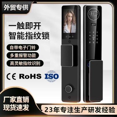 外贸全自动CNC智能锁家用可视对讲人脸猫眼APP英文门锁指纹锁跨境图3