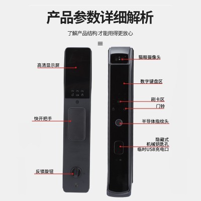 3D人脸识别全自动智能锁家用防盗门密码锁猫眼可视厂家批发指纹锁图4