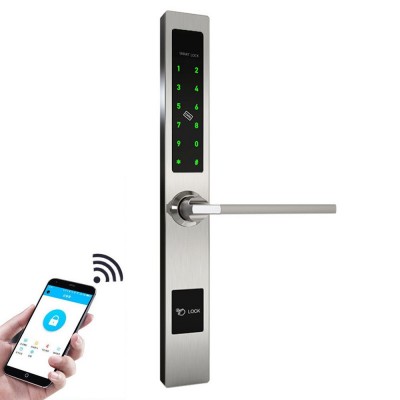 蓝牙断桥铝指纹锁推拉平移窄边门铝合金玻璃门智能刷卡密码指纹锁