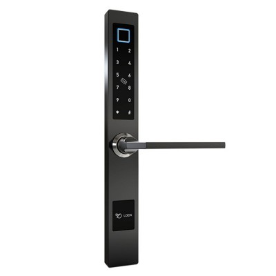 蓝牙断桥铝指纹锁推拉平移窄边门铝合金玻璃门智能刷卡密码指纹锁图5