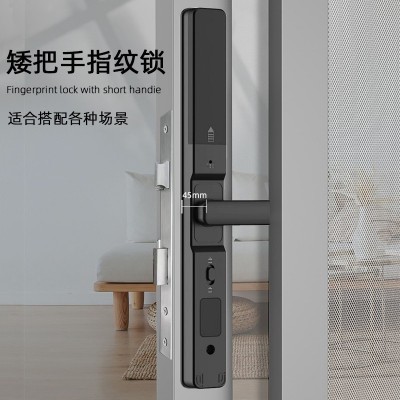 断桥铝指纹锁肯德基平移门窄边推拉门APP防水户外密码智能电子锁图3