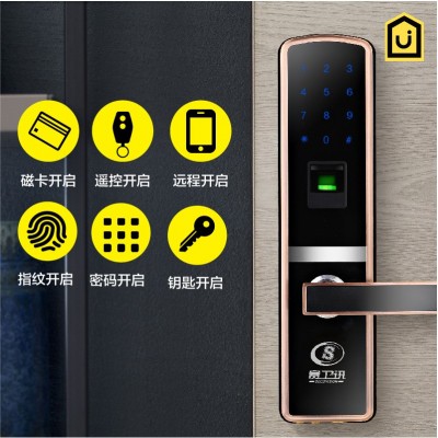 家用指纹防盗门锁 密码遥控刷卡锁 木门大门电子锁包安装厂家批发图3