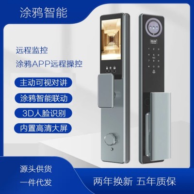 涂鸦精雕3D人脸识别锁全自动指纹密码报警智能锁可视对讲可视猫眼图5