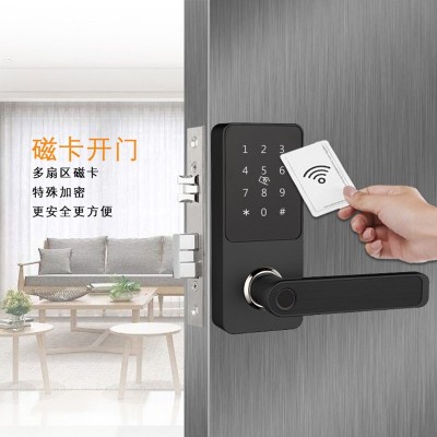智能密码门锁通通锁指纹锁室内门可远程替换球形锁木门刷卡批发价图3