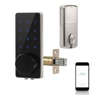 跨境通通锁电子密码锁室内木门欧美智能辅助锁蓝牙手机控制刷卡锁图5