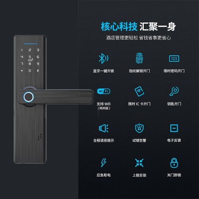 室内门锁通通锁蓝牙智能锁木门指纹锁涂鸦WiFi一握开IC卡密码锁