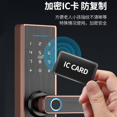 室内门锁通通锁蓝牙智能锁木门指纹锁涂鸦WiFi一握开IC卡密码锁图5