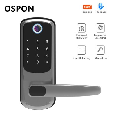 跨境卧室指纹锁通通锁IC卡锁涂鸦WiFi公寓出租密码锁手机远程控制