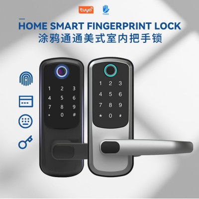 跨境卧室指纹锁通通锁IC卡锁涂鸦WiFi公寓出租密码锁手机远程控制图2