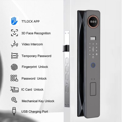 奥尔良3D人脸识别指纹锁密码锁家用门锁人脸识别电子锁图3