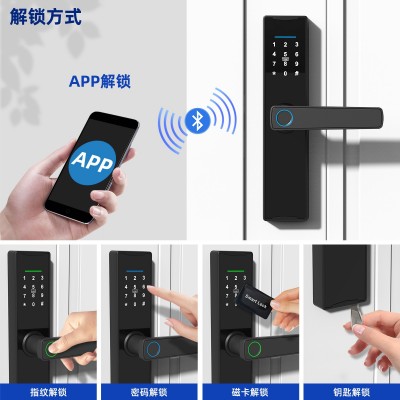 家用木门电子锁APP远程涂鸦密码通通智能指纹锁一握开把手房门锁图3