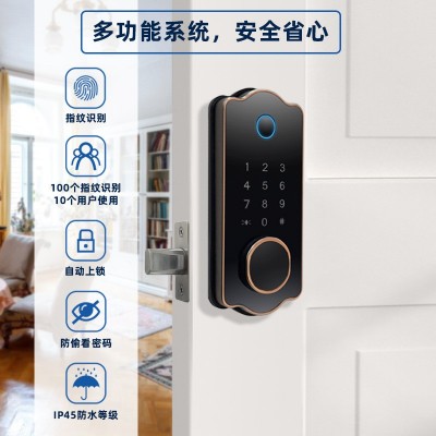 卧室指纹锁密码锁跨境电商北美专供tuya通通锁厂家直销智能门锁图2