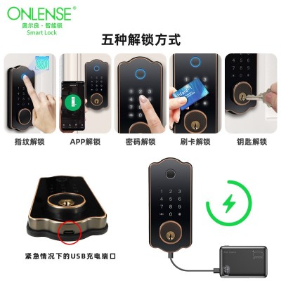 卧室指纹锁密码锁跨境电商北美专供tuya通通锁厂家直销智能门锁图5