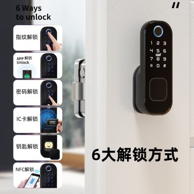 外贸密码锁智能牛头锁双面指纹外装门锁铁门智能锁电子门锁指纹锁图2