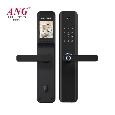 外贸多功能猫眼对讲密码指纹锁涂鸦智能金属防盗门智能门锁智能锁图4