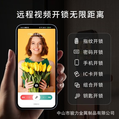 外贸多功能猫眼对讲密码指纹锁涂鸦智能金属防盗门智能门锁智能锁图5