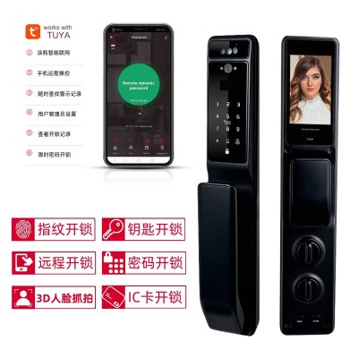 跨境人脸识别全自动指纹锁木门防盗门3D人脸智能锁密码锁智能门锁图2
