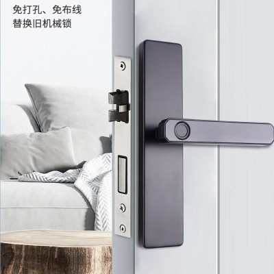 跨境批发家用室内卧室木门指纹锁 免改孔安装简便 办公室电子门锁
