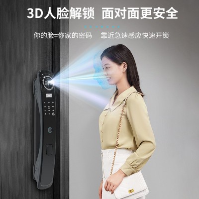 全自动3D人脸识别智能锁家用防盗门密码锁可视对讲电子指纹锁厂家图3