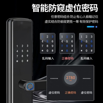 半自动智能锁家用防盗门指纹锁出租公寓密码锁执手一握开电子门锁图2