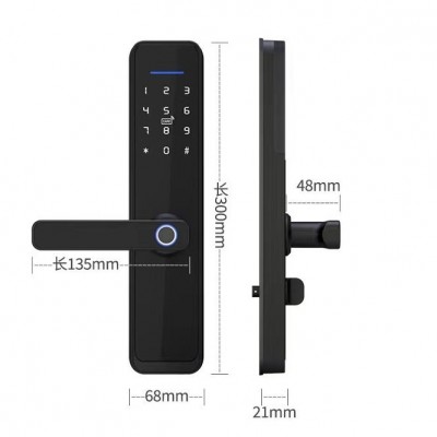 英文WiFi涂鸦Zigbee涂鸦蓝牙通通密码锁办公室卧室木门指纹锁图5