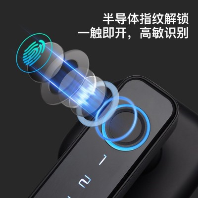 跨境室内家用执手蓝牙涂鸦通通刷卡指纹密码锁木门办公室远程门锁图3