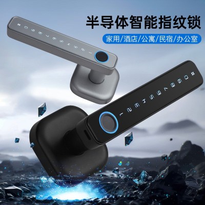 跨境室内家用执手蓝牙涂鸦通通刷卡指纹密码锁木门办公室远程门锁图2