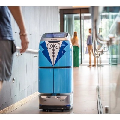 酒店办公楼配送机器人写字楼快递无接触封闭式公司午餐无接触配送图3