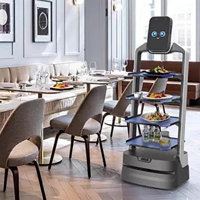 猎户星空招财豹餐厅智能送餐机器人送菜传菜引领广告宣传互动迎宾图2